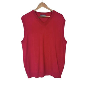 Hart Schaffner Marx Size Large Extra Fine Merino Wool Pullover Vest Red